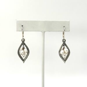 Lagos Caviar Sterling Silver & Luna Pearl Chandelier Earrings